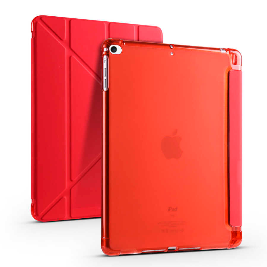 Apple iPad 9.7 2018 (6.Nesil) Uyumlu Kılıf Zore Tri Folding Kalem Bölmeli Standlı Kılıf