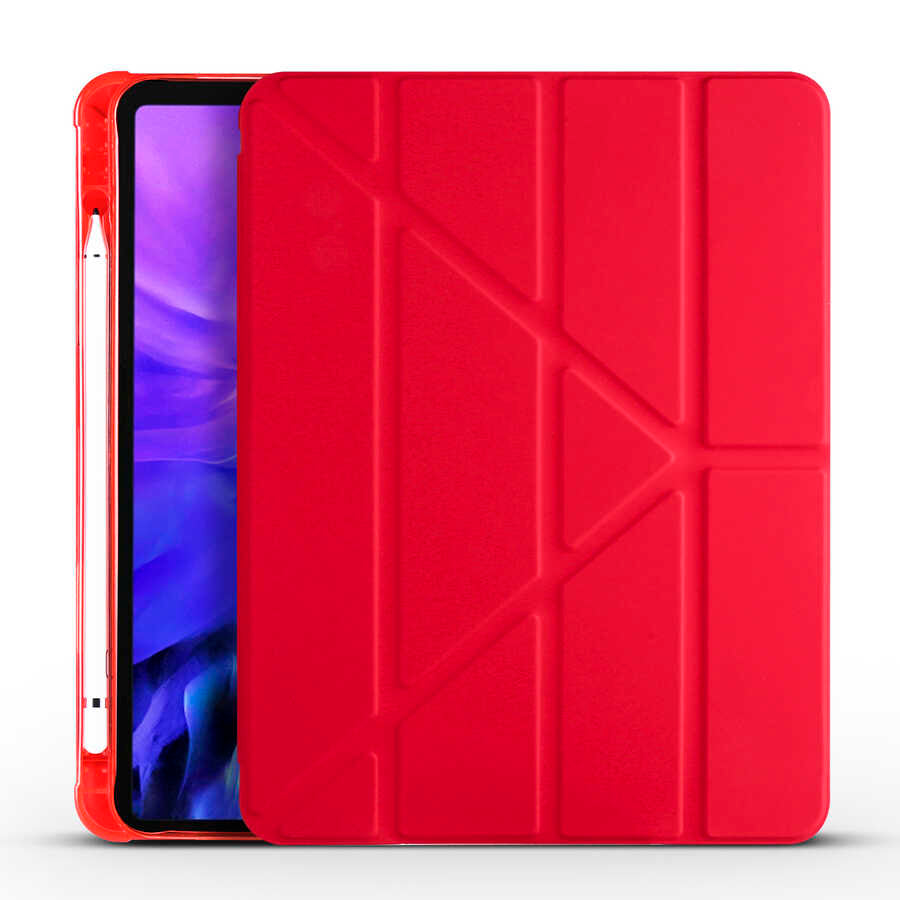 Apple iPad Air 10.9 2020 (4.Nesil) Uyumlu Kılıf Zore Tri Folding Kalem Bölmeli Standlı Kılıf