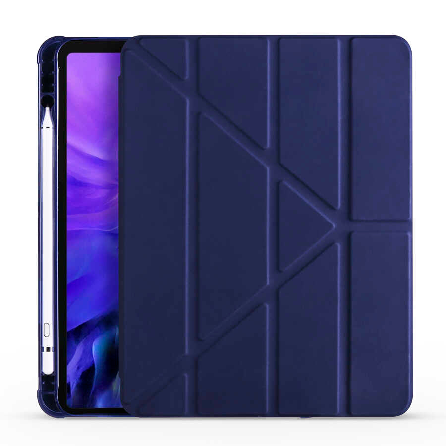 Apple iPad Air 10.9 2020 (4.Nesil) Uyumlu Kılıf Zore Tri Folding Kalem Bölmeli Standlı Kılıf