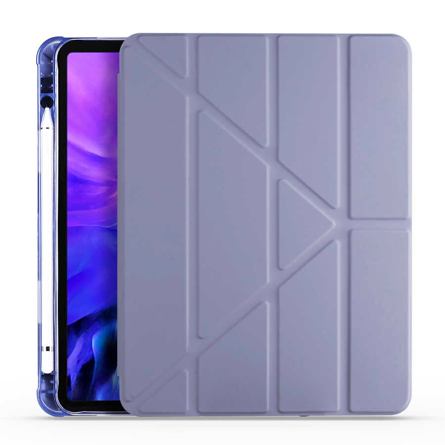 Apple iPad Air 10.9 2020 (4.Nesil) Uyumlu Kılıf Zore Tri Folding Kalem Bölmeli Standlı Kılıf