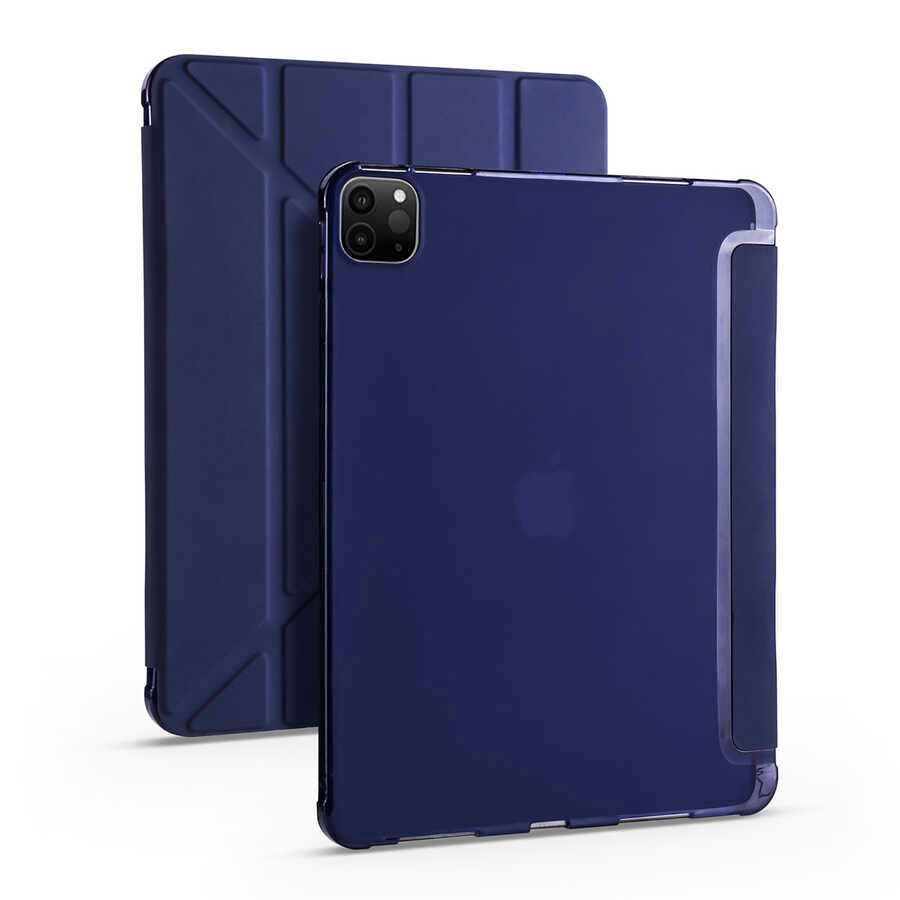 Apple iPad Pro 12.9 2020 (4.Nesil) Uyumlu Kılıf Zore Tri Folding Kalem Bölmeli Standlı Kılıf