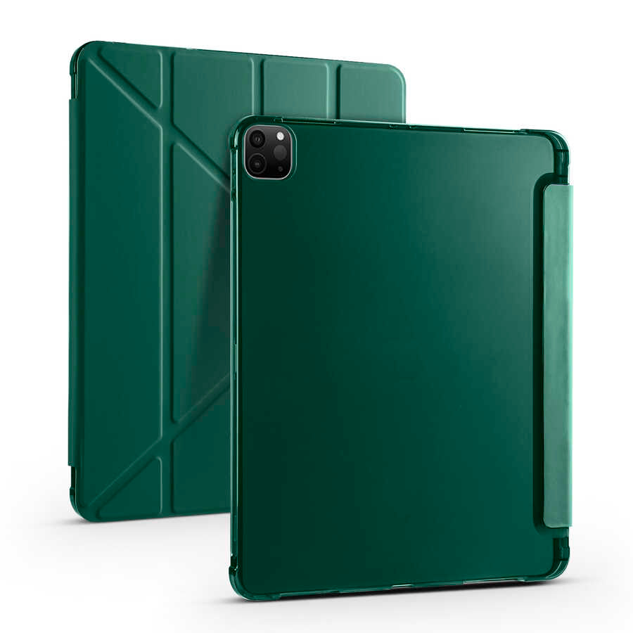 Apple iPad Pro 12.9 2021 (5.Nesil) Uyumlu Kılıf Zore Tri Folding Kalem Bölmeli Standlı Kılıf