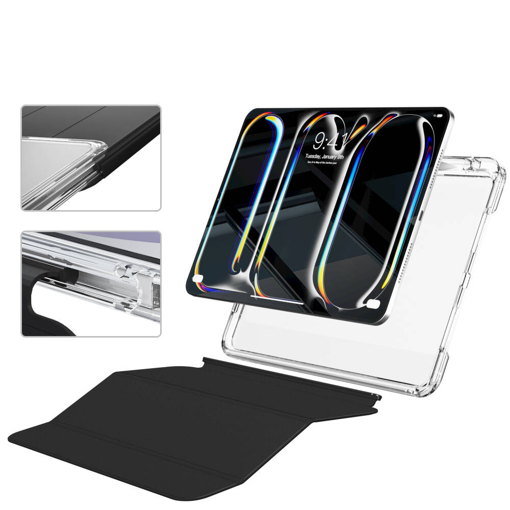 Apple iPad Pro 13 2024 Uyumlu Kılıf Magnetik Ayrılabilen Airbagli Zore Sliding Tablet Kılıfı