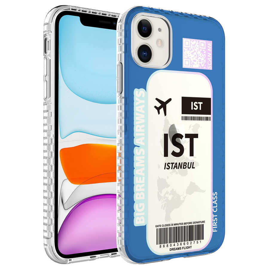 Apple iPhone 11 Uyumlu Kılıf Airbag Kenarlı Renkli Desenli Silikon Zore Elegans Kapak