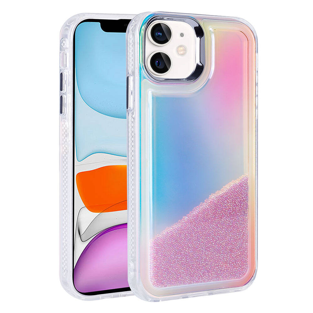 Apple iPhone 11 Uyumlu Kılıf Airbagli Renkli Arka Yüzey Boncuk Tasarımlı Zore Kumul Kapak