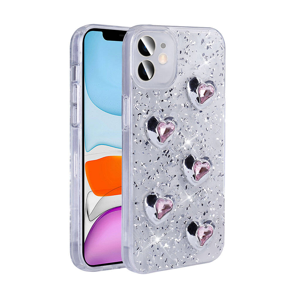 Apple iPhone 11 Uyumlu Kılıf Airbagli Simli Arka Yüzey Zore Işıltı Silikon Kapak