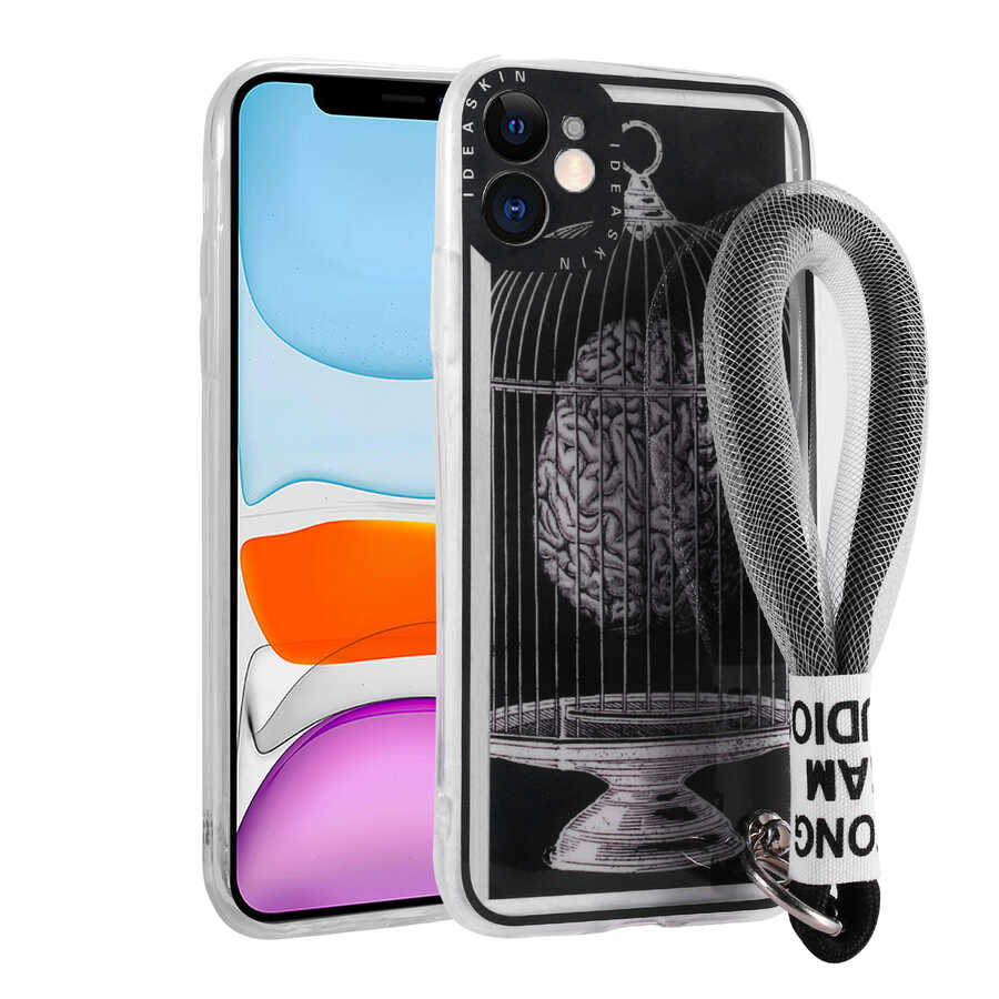 Apple iPhone 11 Uyumlu Kılıf Desenli El Askılı İpli Zore Astana Silikon Kapak
