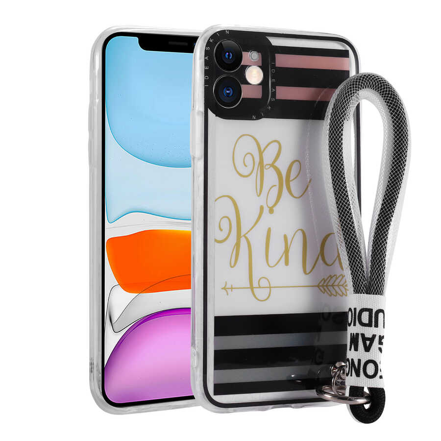 Apple iPhone 11 Uyumlu Kılıf Desenli El Askılı İpli Zore Astana Silikon Kapak