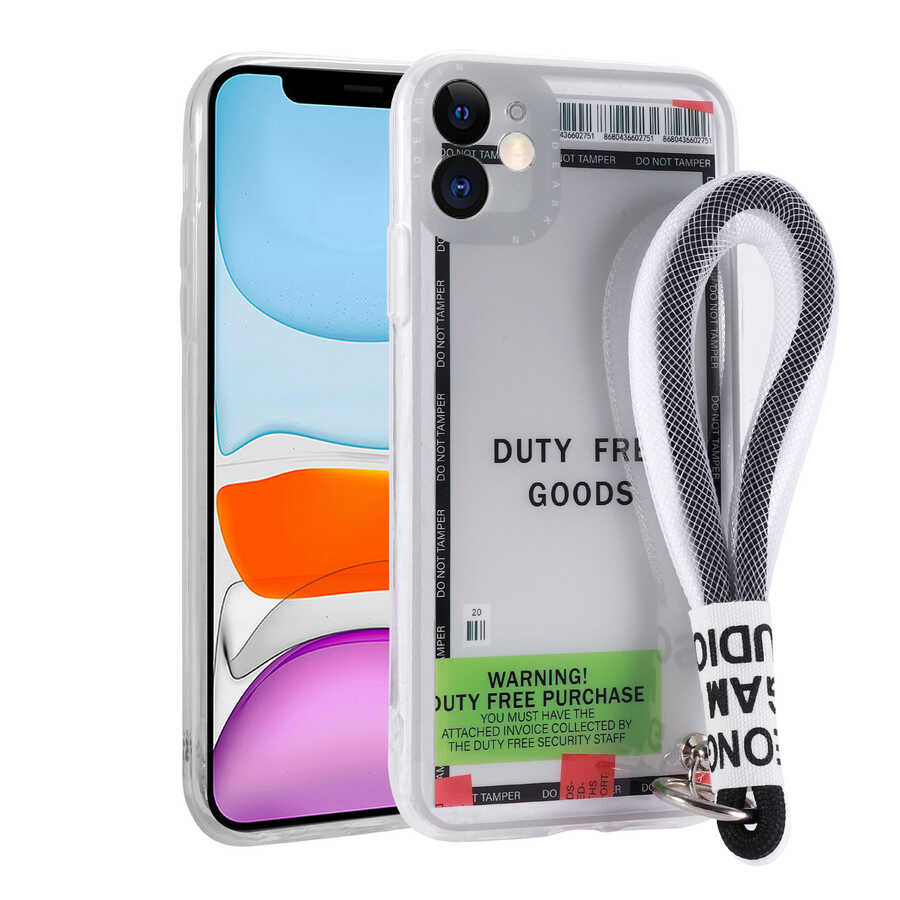 Apple iPhone 11 Uyumlu Kılıf Desenli El Askılı İpli Zore Astana Silikon Kapak