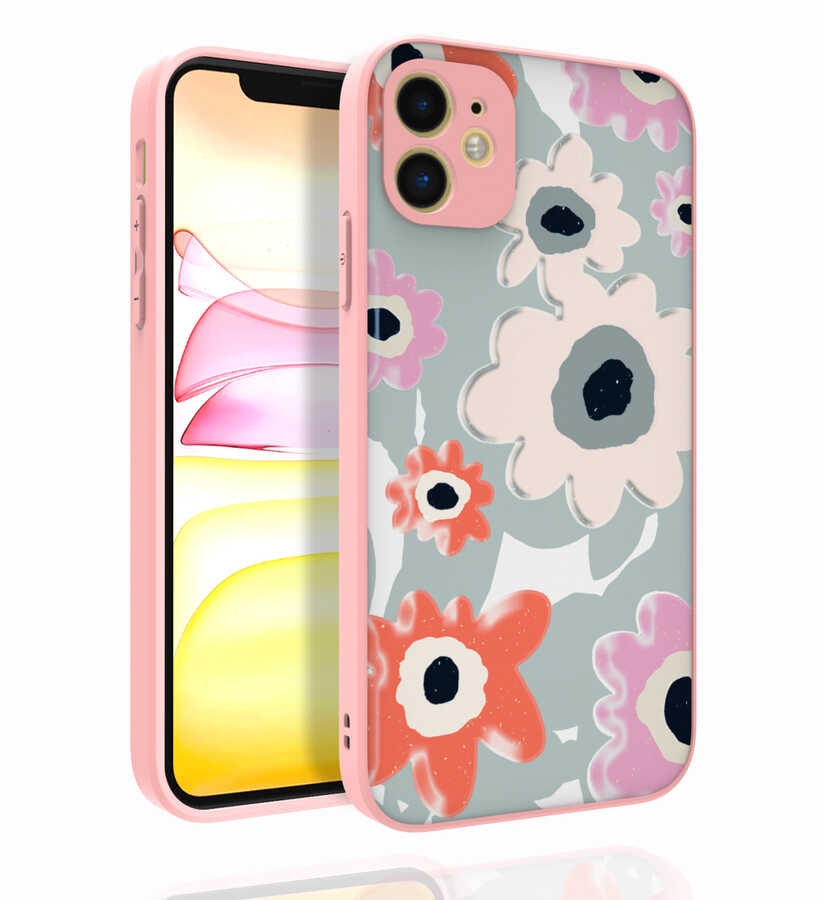 Apple iPhone 11 Uyumlu Kılıf Desenli Kamera Korumalı Parlak Zore Nora Kapak