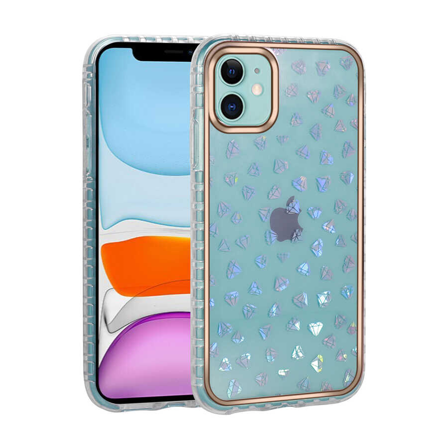 Apple iPhone 11 Uyumlu Kılıf Desenli Parlayan Transparan Zore Avva Kapak