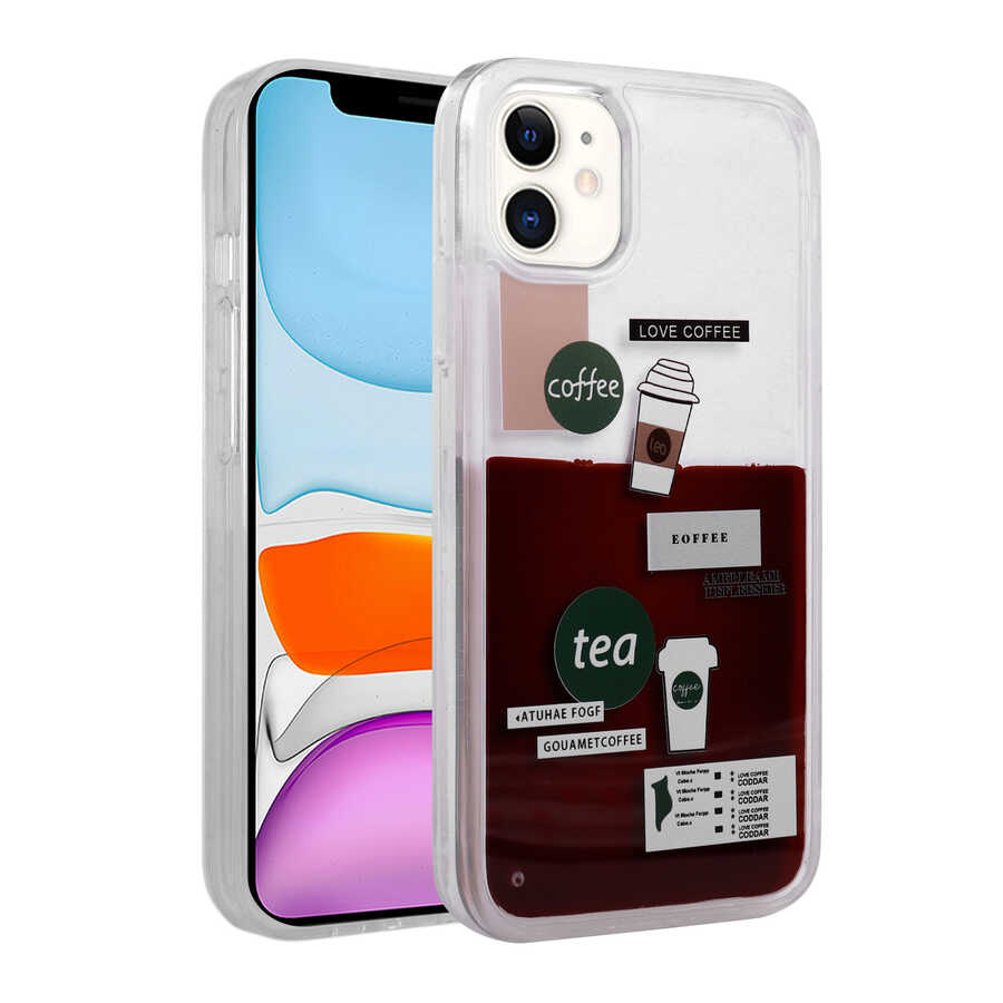 Apple iPhone 11 Uyumlu Kılıf Desenli Sıvılı Zore Drink Silikon Kapak
