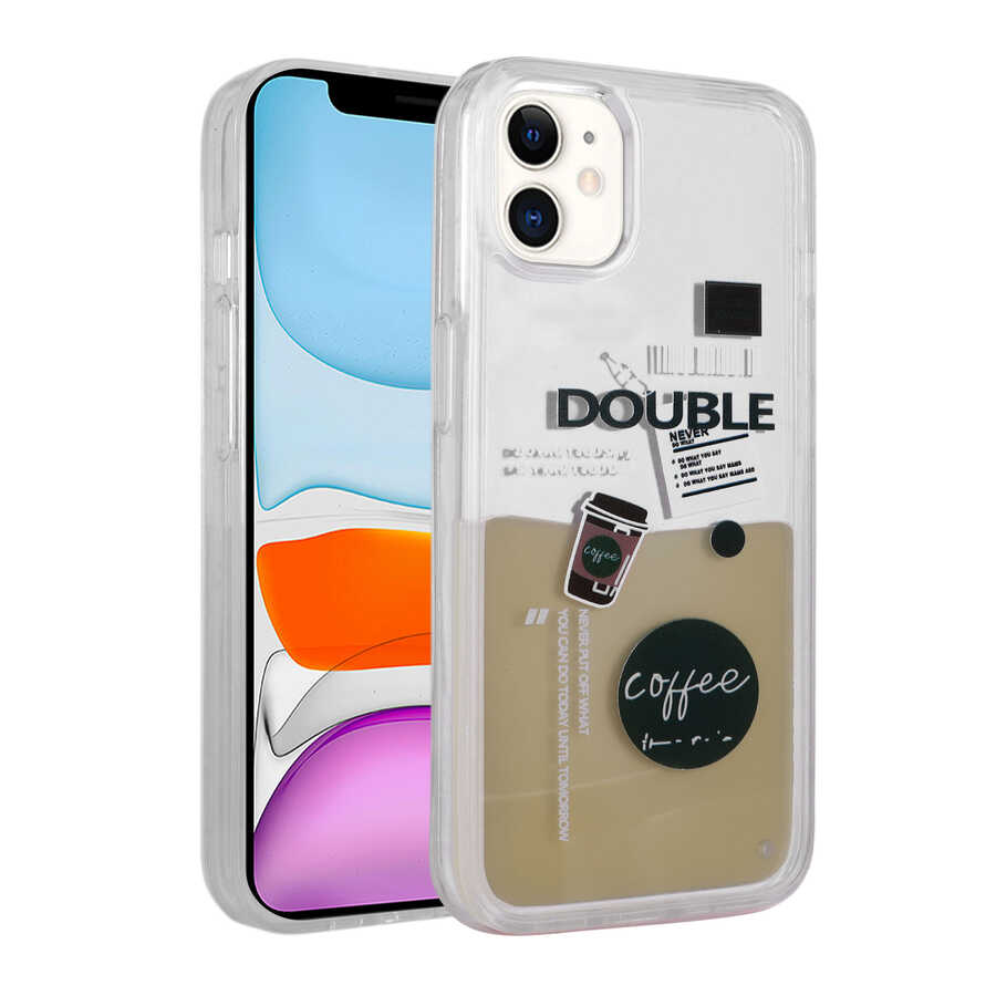 Apple iPhone 11 Uyumlu Kılıf Desenli Sıvılı Zore Drink Silikon Kapak