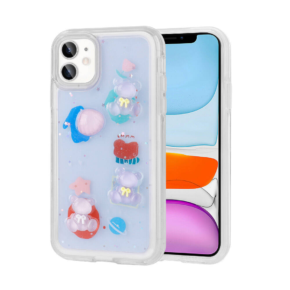 Apple iPhone 11 Uyumlu Kılıf Kabartma Figürlü Parlak Zore Minimini Silikon Kapak
