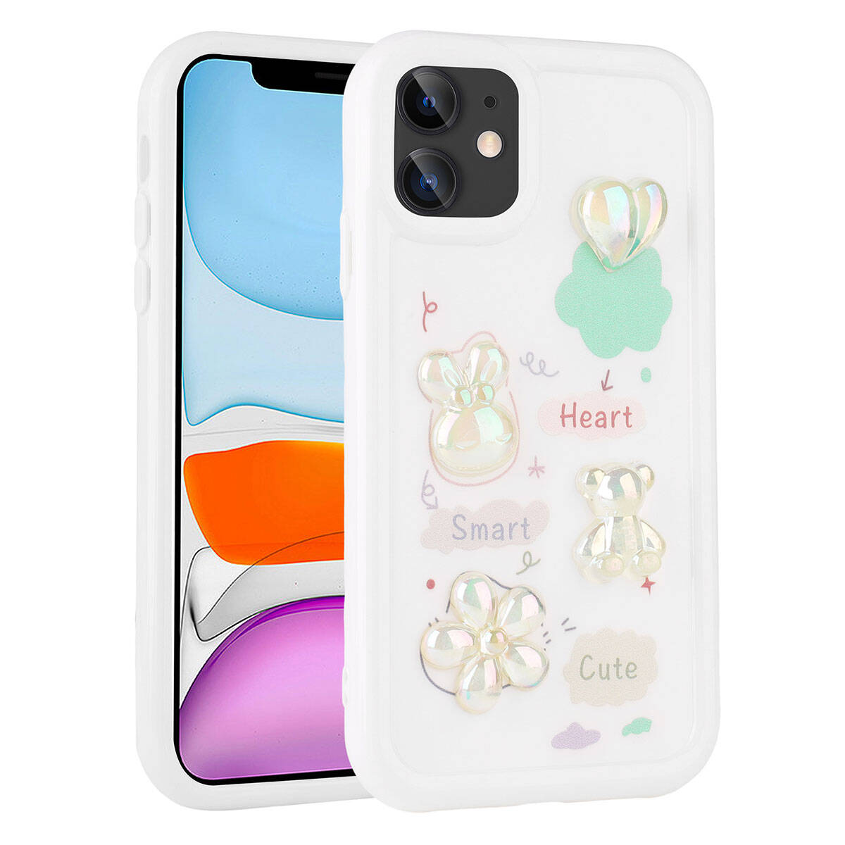 Apple iPhone 11 Uyumlu Kılıf Kabartma Figürlü Parlak Zore Toys Silikon Kapak