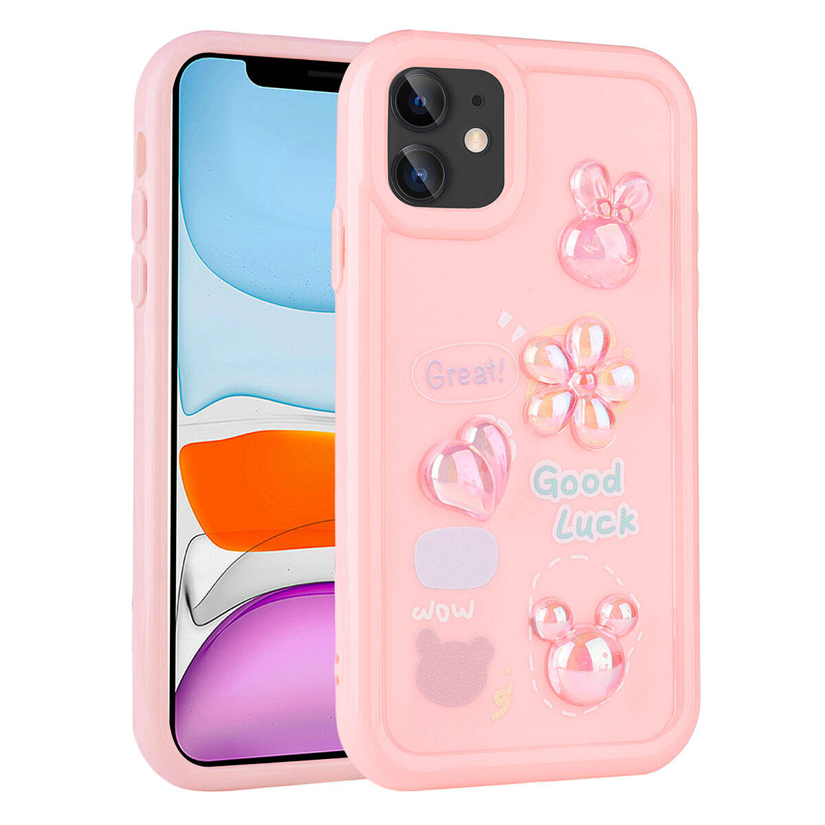 Apple iPhone 11 Uyumlu Kılıf Kabartma Figürlü Parlak Zore Toys Silikon Kapak