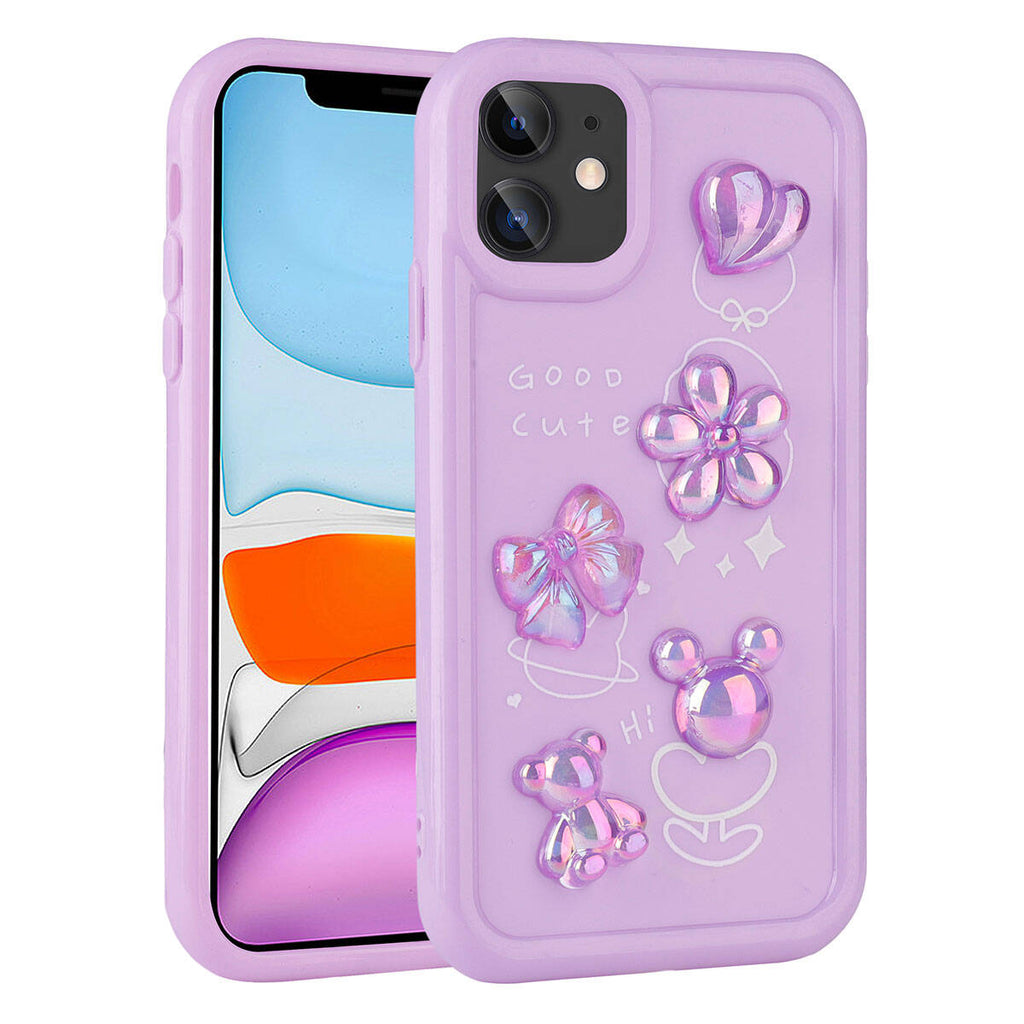 Apple iPhone 11 Uyumlu Kılıf Kabartma Figürlü Parlak Zore Toys Silikon Kapak