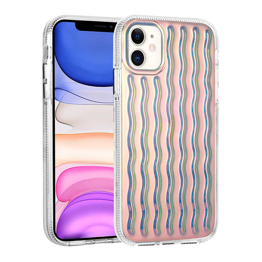 Apple iPhone 11 Uyumlu Kılıf Kabartmalı Dalga Tasarımlı Silikon Zore İsmira Kapak