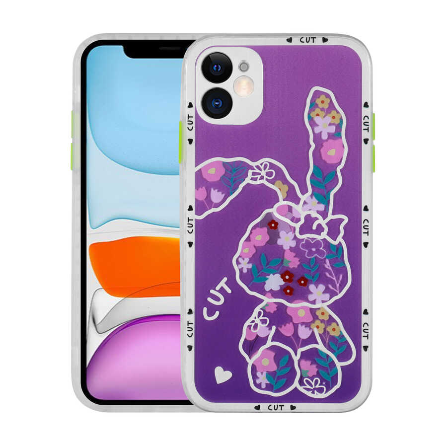 Apple iPhone 11 Uyumlu Kılıf Kamera Korumalı Desenli Sert Zore Hess Kapak