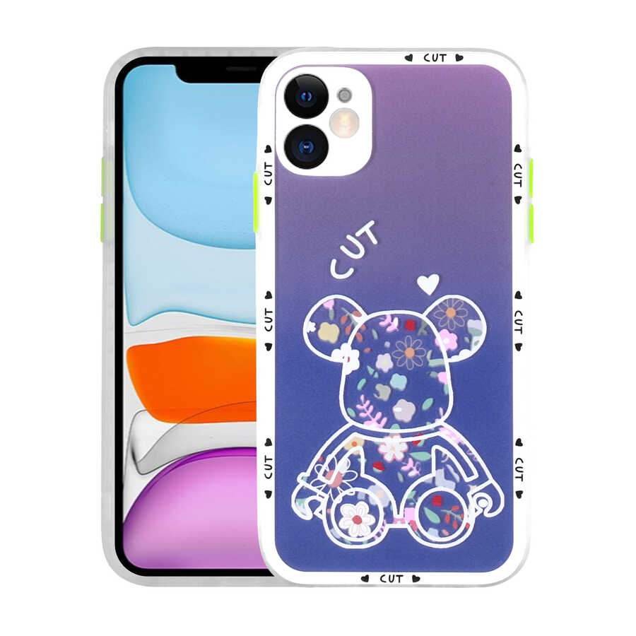 Apple iPhone 11 Uyumlu Kılıf Kamera Korumalı Desenli Sert Zore Hess Kapak
