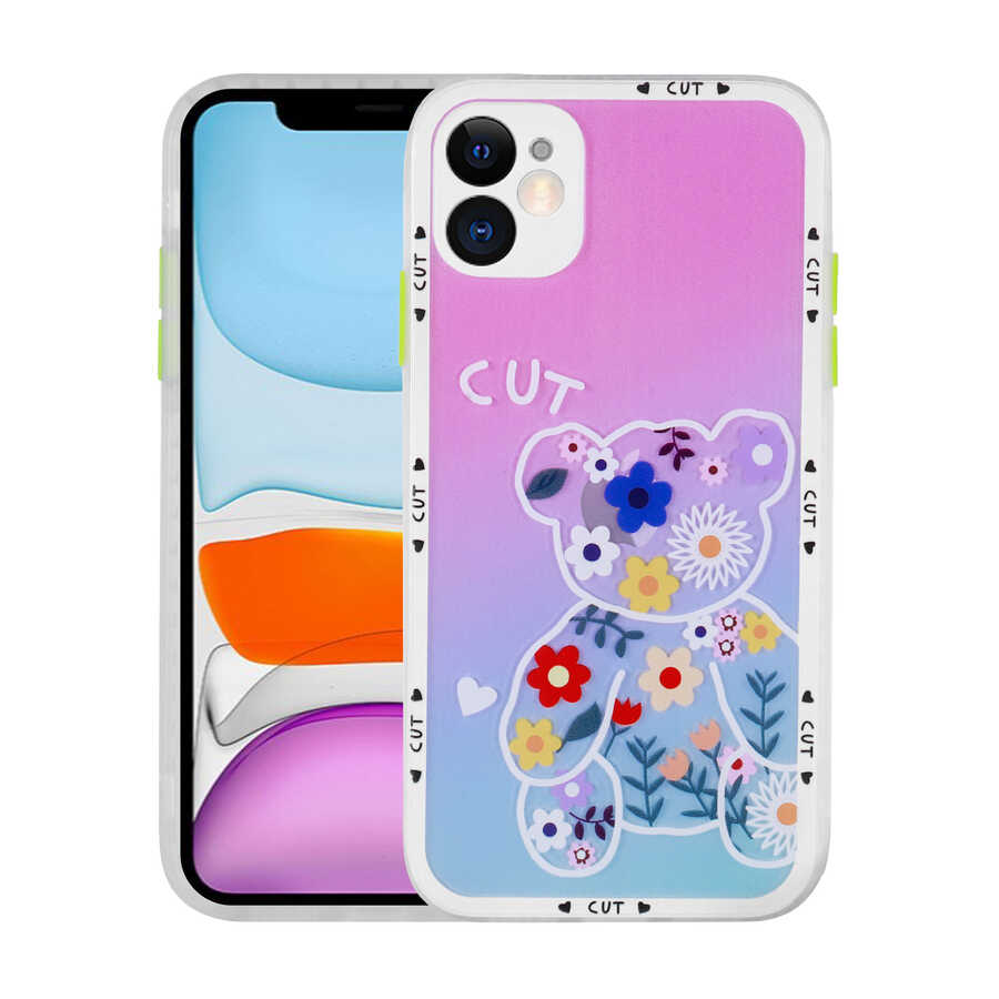 Apple iPhone 11 Uyumlu Kılıf Kamera Korumalı Desenli Sert Zore Hess Kapak