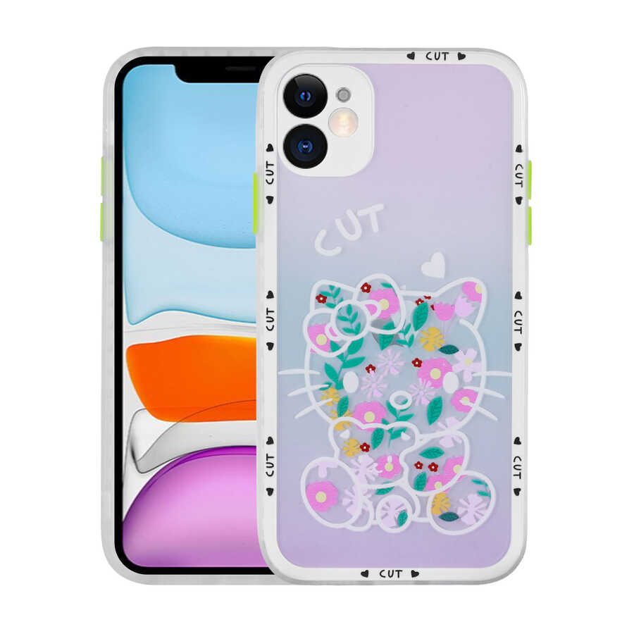 Apple iPhone 11 Uyumlu Kılıf Kamera Korumalı Desenli Sert Zore Hess Kapak