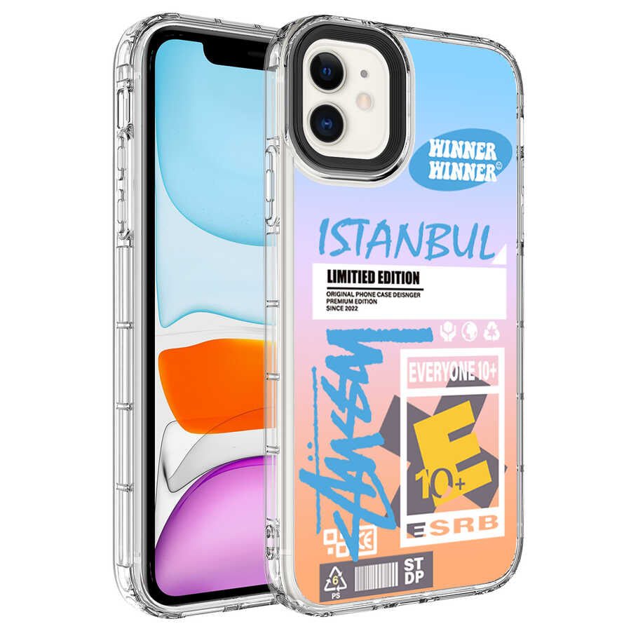 Apple iPhone 11 Uyumlu Kılıf Kamera Korumalı Renkli Desenli Sert Silikon Zore Korn Kapak