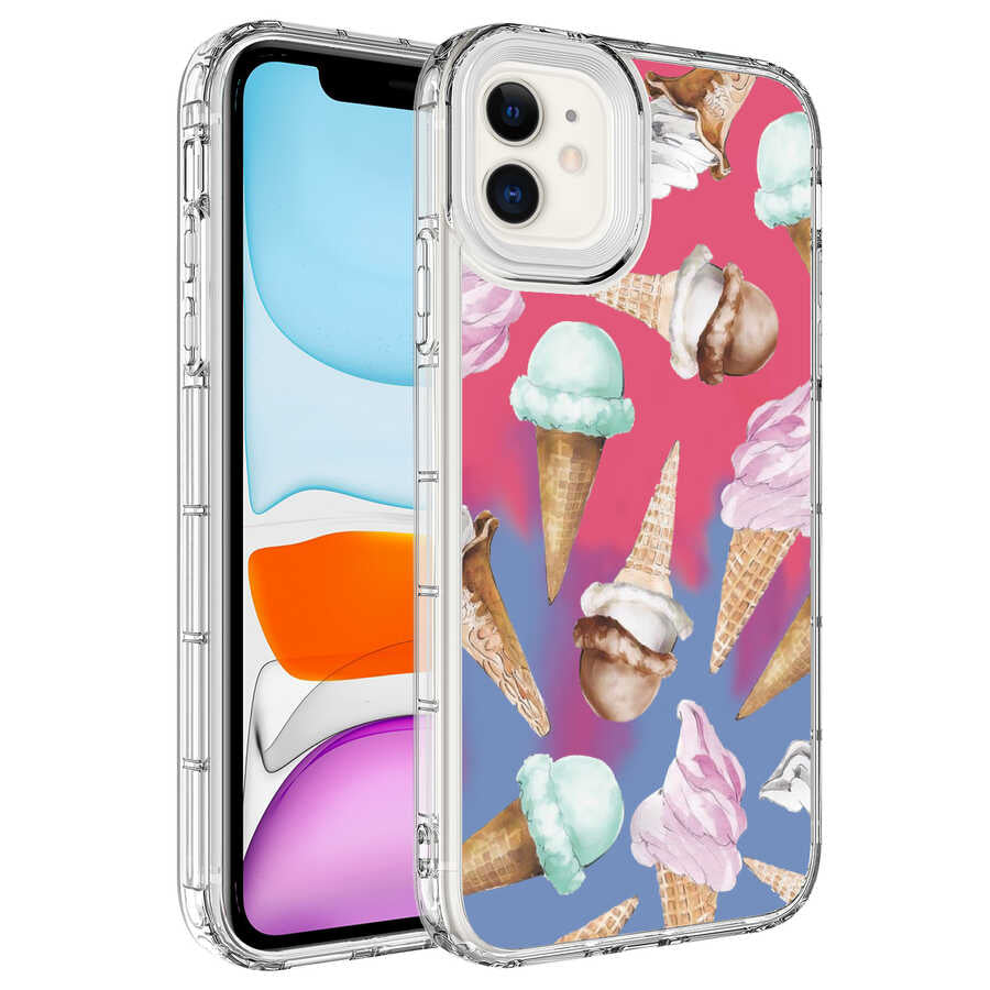 Apple iPhone 11 Uyumlu Kılıf Kamera Korumalı Renkli Desenli Sert Silikon Zore Korn Kapak