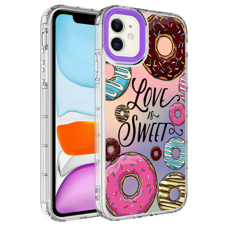 Apple iPhone 11 Uyumlu Kılıf Kamera Korumalı Renkli Desenli Sert Silikon Zore Korn Kapak