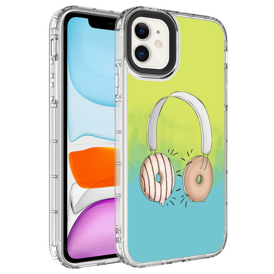 Apple iPhone 11 Uyumlu Kılıf Kamera Korumalı Renkli Desenli Sert Silikon Zore Korn Kapak