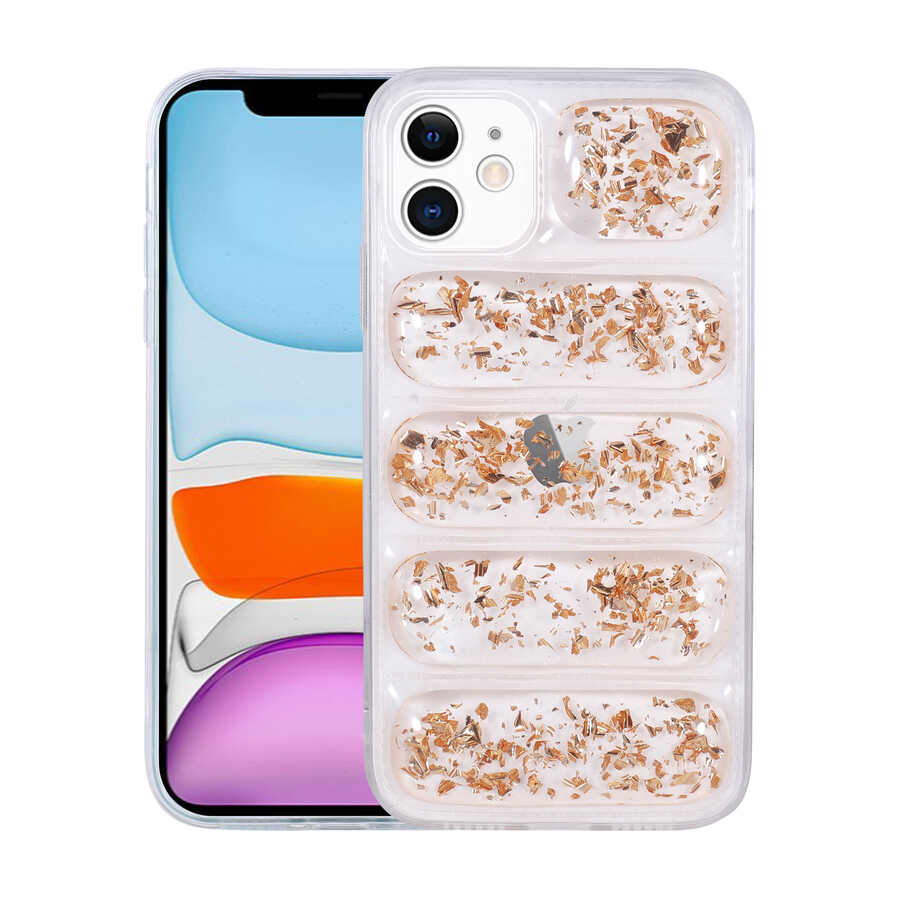 Apple iPhone 11 Uyumlu Kılıf Kamera Korumalı Simli Airbag'li Zore Dalga Kapak