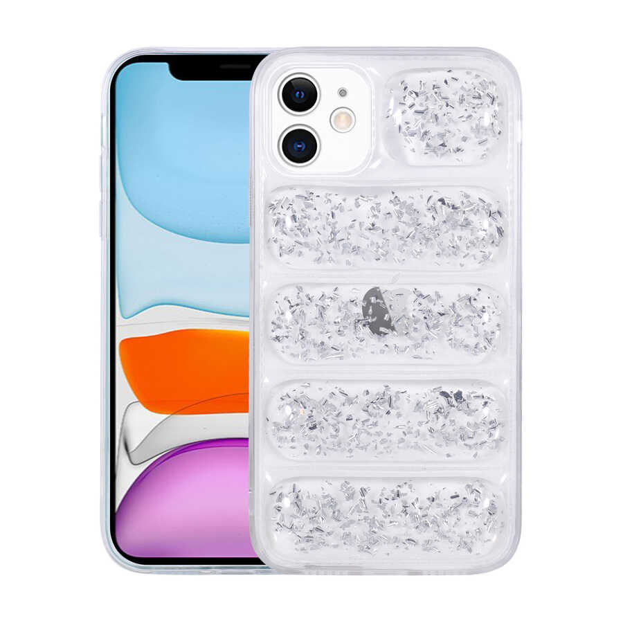 Apple iPhone 11 Uyumlu Kılıf Kamera Korumalı Simli Airbag'li Zore Dalga Kapak