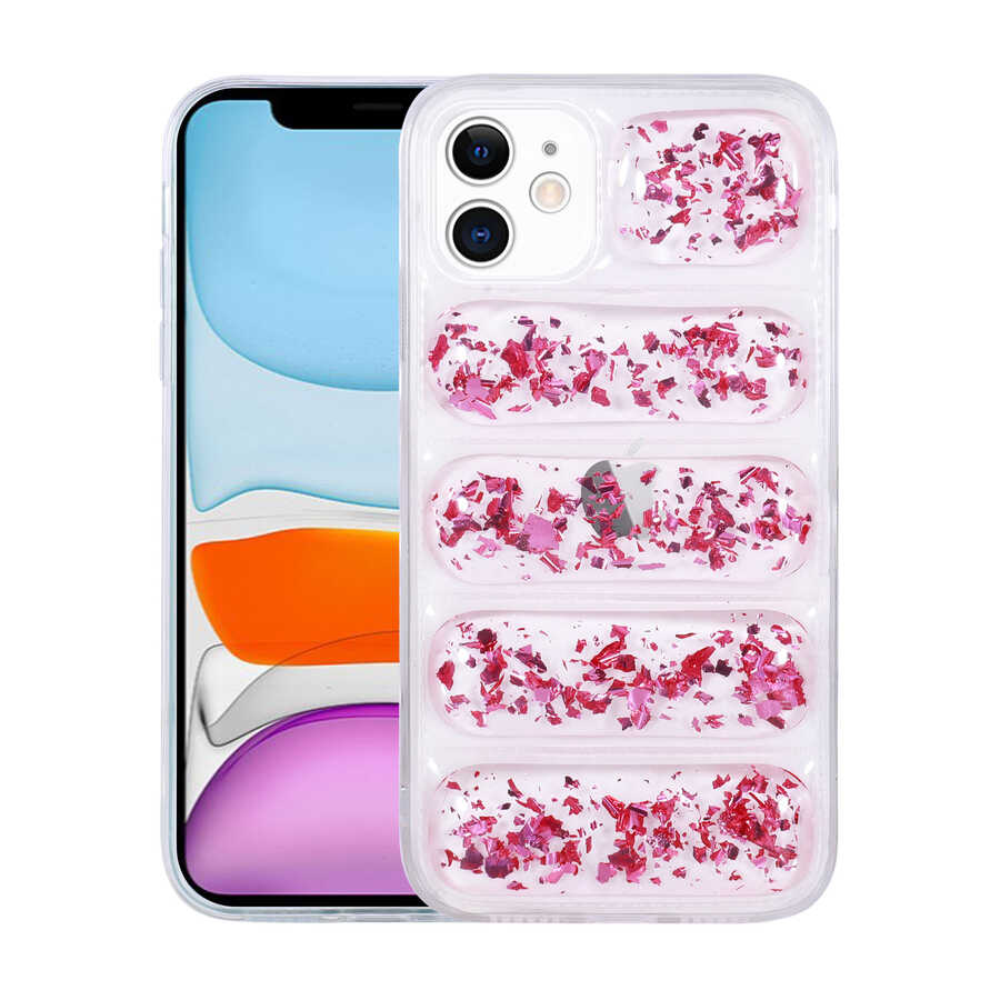 Apple iPhone 11 Uyumlu Kılıf Kamera Korumalı Simli Airbag'li Zore Dalga Kapak