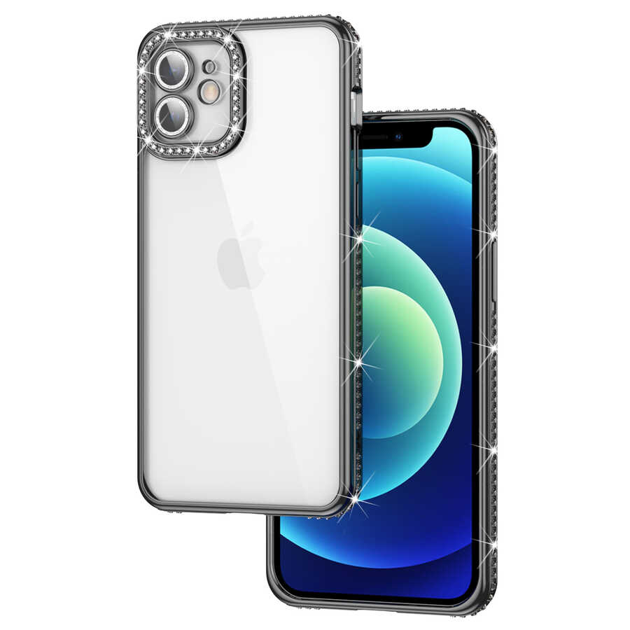 Apple iPhone 11 Uyumlu Kılıf Kamera Korumalı Taşlı Zore Mina Kapak