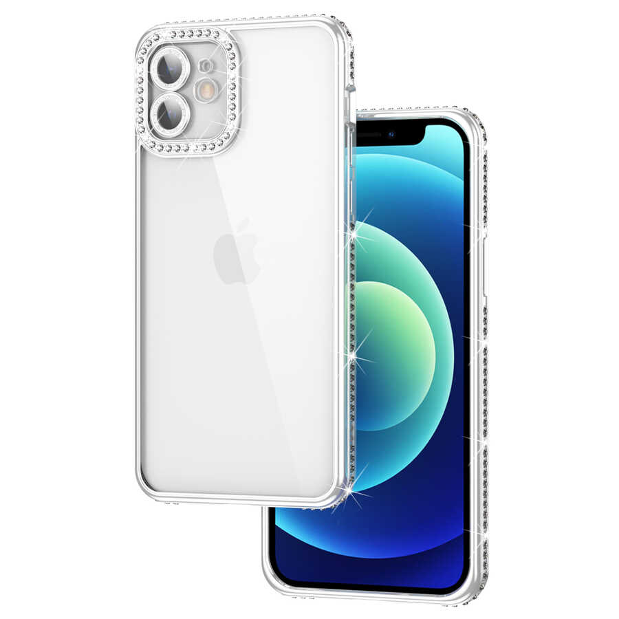 Apple iPhone 11 Uyumlu Kılıf Kamera Korumalı Taşlı Zore Mina Kapak