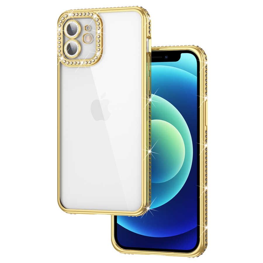 Apple iPhone 11 Uyumlu Kılıf Kamera Korumalı Taşlı Zore Mina Kapak