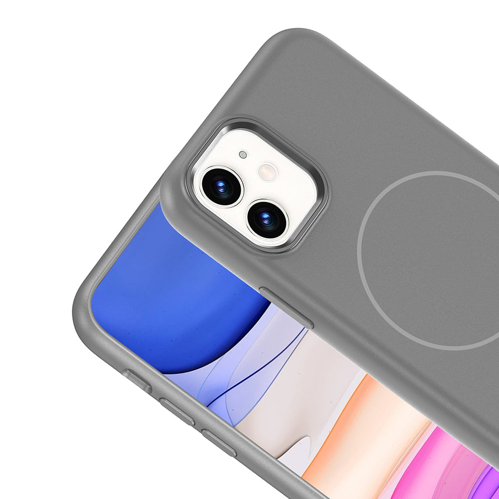 Apple iPhone 11 Uyumlu Kılıf M-Safe Şarj Özellikli Metal Kamera Çerçeveli Zore Edi Silikon Kapak