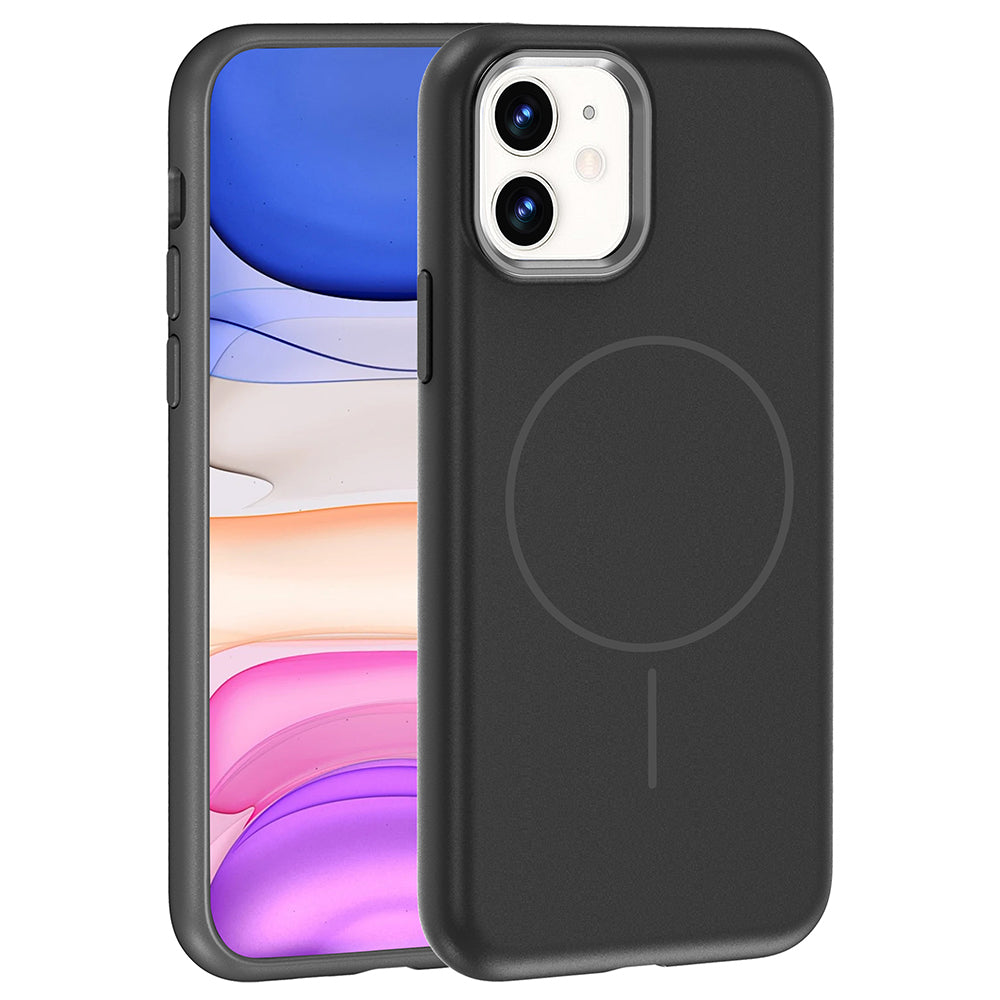 Apple iPhone 11 Uyumlu Kılıf M-Safe Şarj Özellikli Metal Kamera Çerçeveli Zore Edi Silikon Kapak