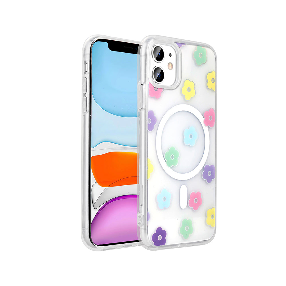 Apple iPhone 11 Uyumlu Kılıf M-Safe Şarj Özellikli Şeffaf Zore Folk Sert Kapak