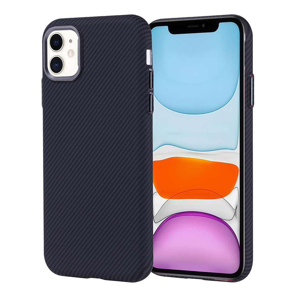Apple iPhone 11 Uyumlu Kılıf M-safe Şarj Özellikli Karbon Fiber Görünümlü Zore Nekst Kapak