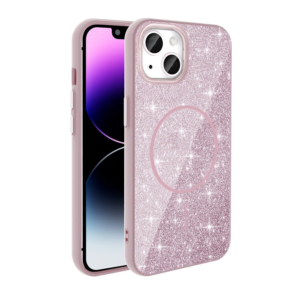 Apple iPhone 11 Uyumlu Kılıf M-safe Şarj Özellikli Parlayan Simli Zore Okso Kapak