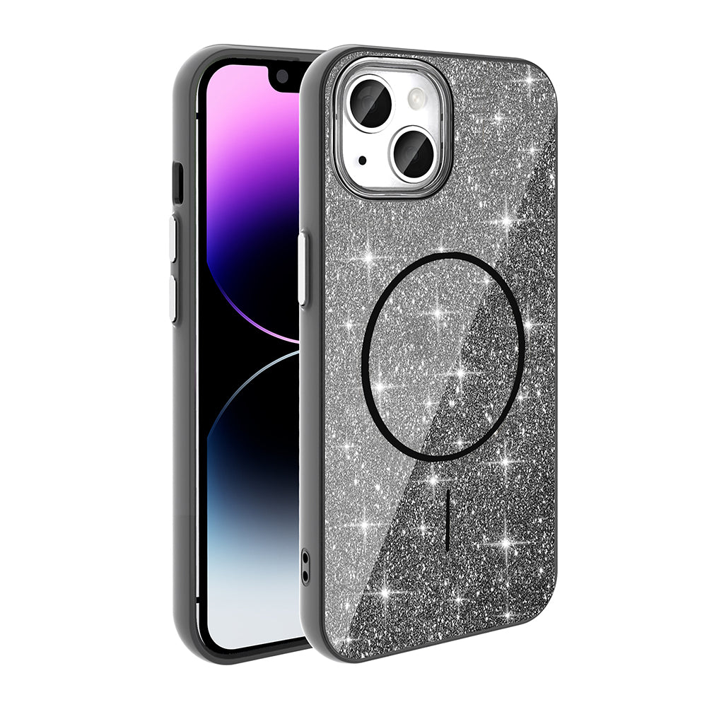 Apple iPhone 11 Uyumlu Kılıf M-safe Şarj Özellikli Parlayan Simli Zore Okso Kapak