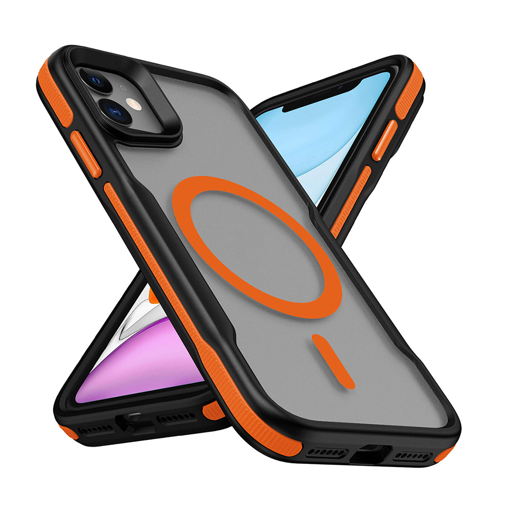 Apple iPhone 11 Uyumlu Kılıf M-safe Şarj Özellikli Renkli Kenar Airbag Şeritli Zore Lamer Kapak