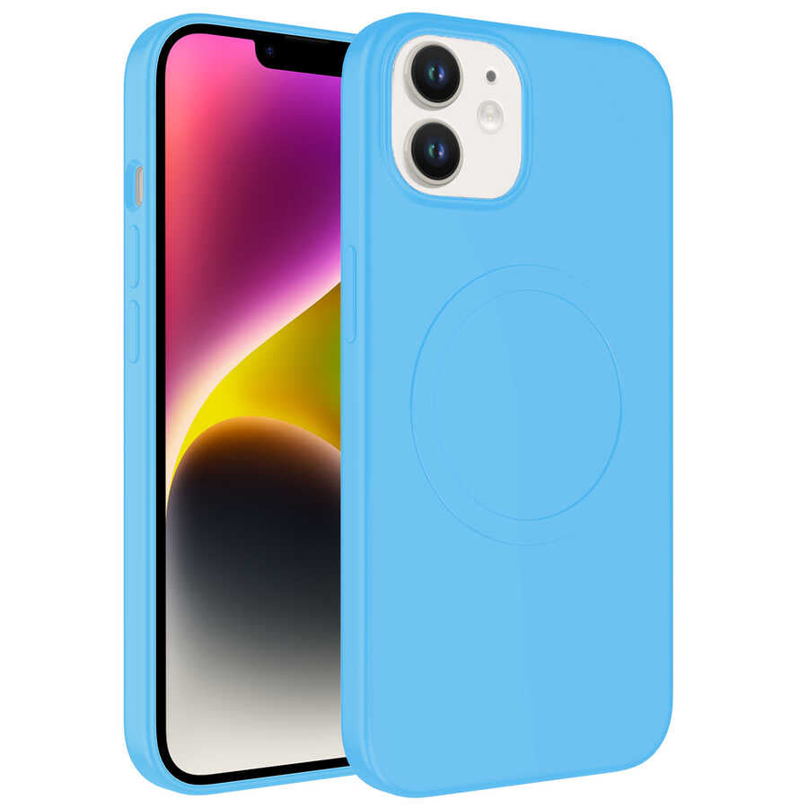 Apple iPhone 11 Uyumlu Kılıf M-safe Wireless Şarj Özellikli Pastel Renk Silikon Zore Plas Kapak