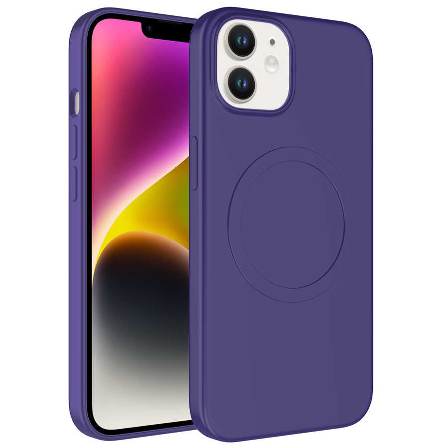 Apple iPhone 11 Uyumlu Kılıf M-safe Wireless Şarj Özellikli Pastel Renk Silikon Zore Plas Kapak