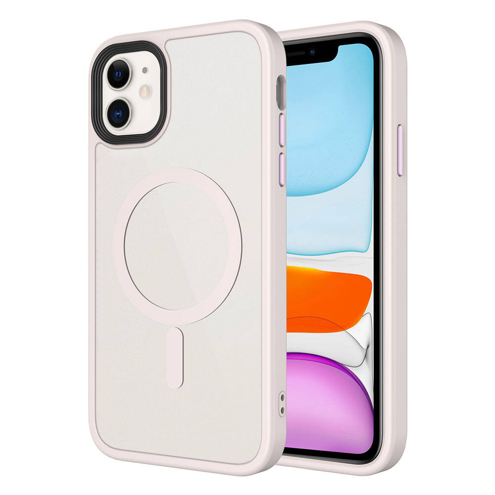 Apple iPhone 11 Uyumlu Kılıf Mat Arka Yüzey Wireless Şarj Özellikli Zore Flet M-safe Kapak
