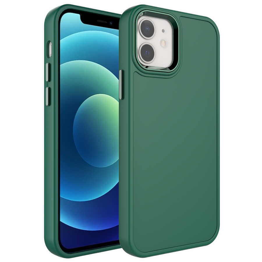 Apple iPhone 11 Uyumlu Kılıf Metal Çerçeve ve Buton Tasarımlı Sert Zore Botox Kapak