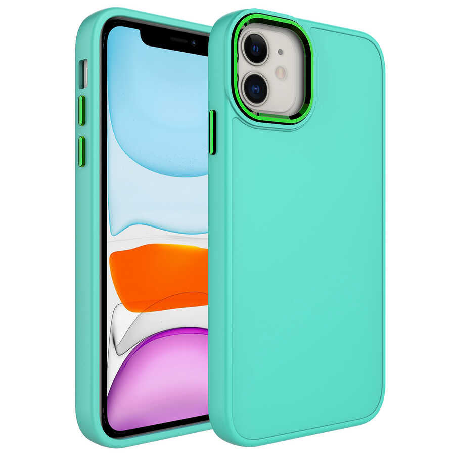 Apple iPhone 11 Uyumlu Kılıf Metal Çerçeve ve Buton Tasarımlı Silikon Zore Luna Kapak