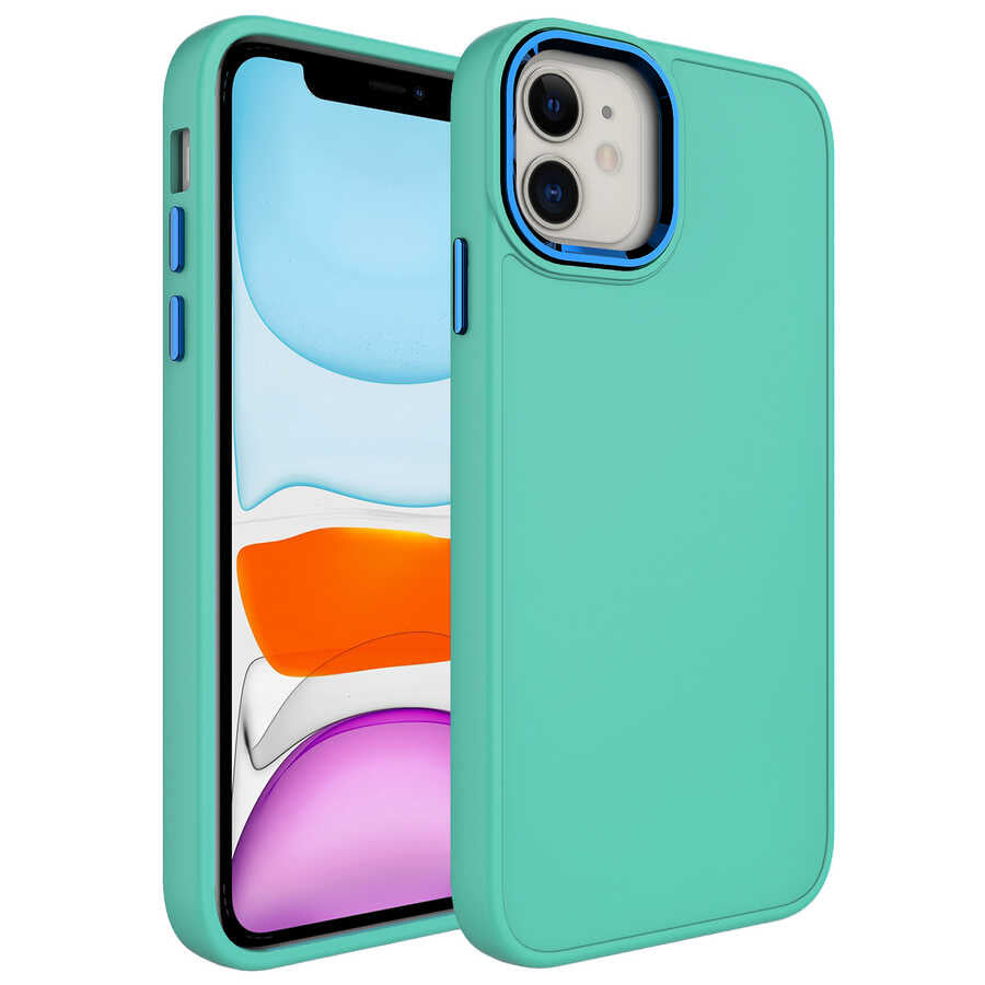 Apple iPhone 11 Uyumlu Kılıf Metal Çerçeve ve Buton Tasarımlı Silikon Zore Luna Kapak