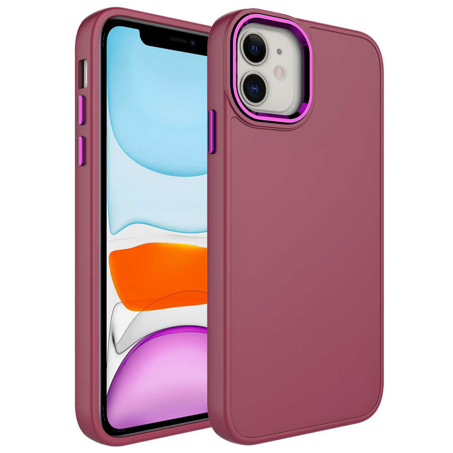 Apple iPhone 11 Uyumlu Kılıf Metal Çerçeve ve Buton Tasarımlı Silikon Zore Luna Kapak